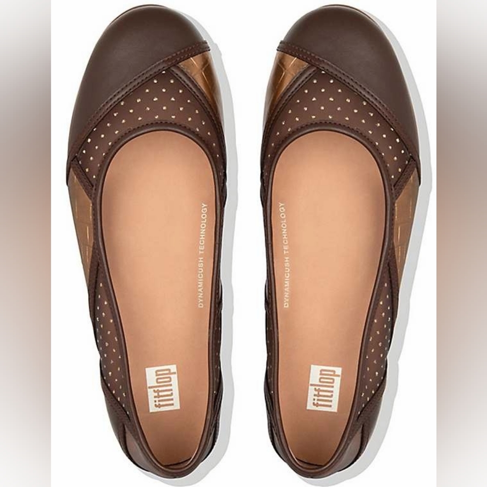 FitFlop Allegria Brown with Bronze patchwork. Ballet Flats
